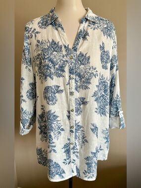 Rachel Zoe 100% Linen Button-up Blouse